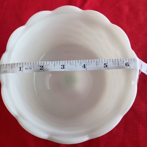Vintage Milk Glass Diamond Weave Pattern Pedestal Bowl - Picture 6 of 8